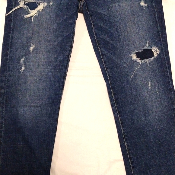 Woman's American Eagle Super Stretch Skinny Jeans Blue Denim Distressed size 10 - Picture 3 of 11